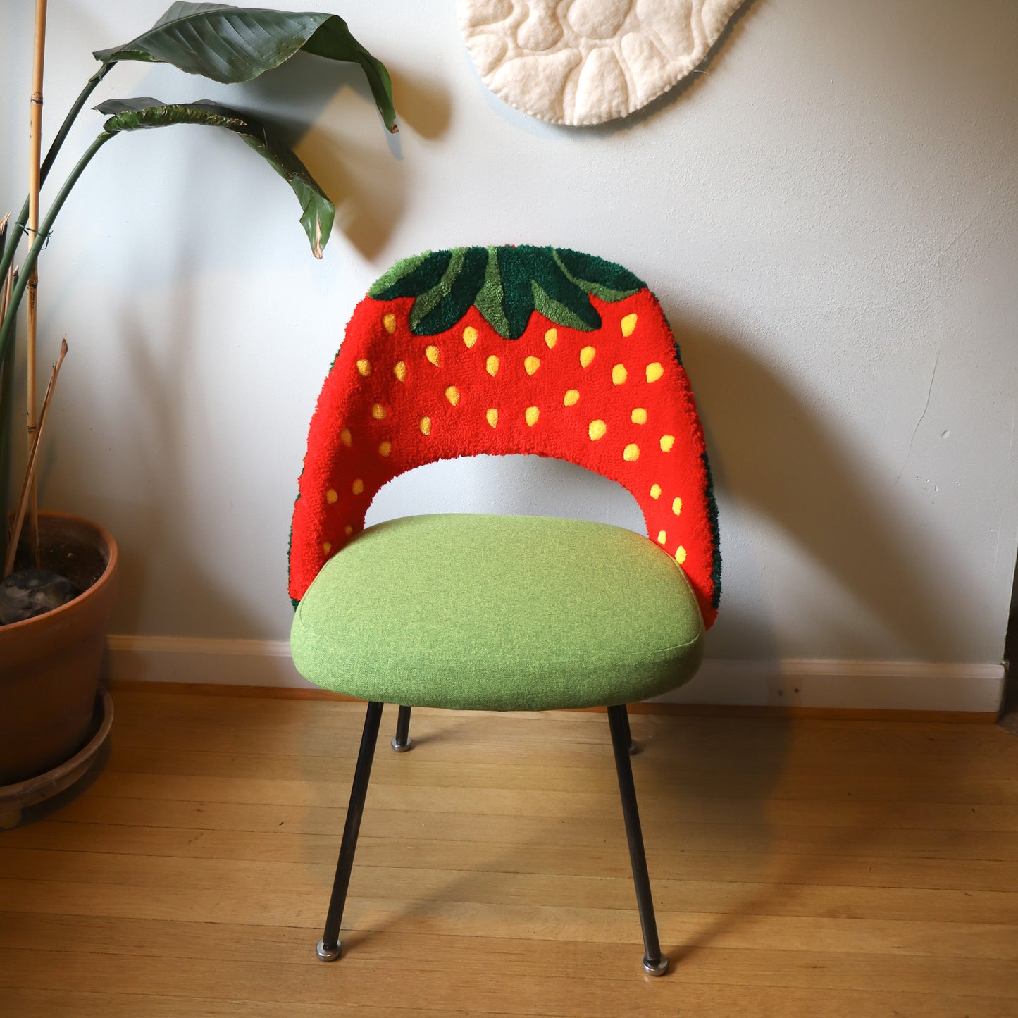 Tufted Strawberry and Lemon Saarinen Chairs