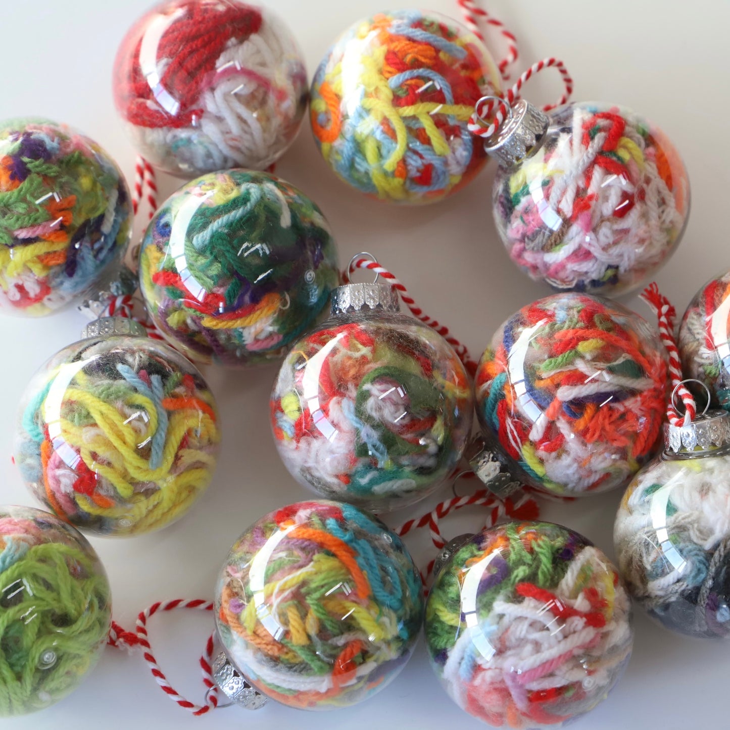 Yarn Scrap Ornaments